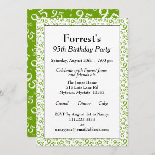 Invitación 95.o Modelo verde y blanco del tema de la fiesta