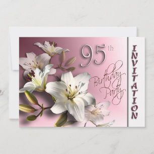 Invitación 95th Birthday Party Invitation - white Lilies