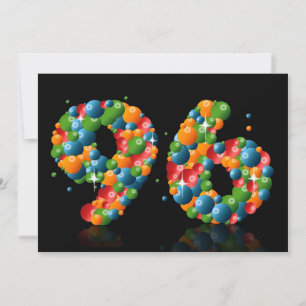 Invitación 96.ª fiesta de cumpleaños, con burbujas y bolas
