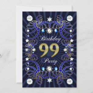Invitación 99.ª fiesta de cumpleaños con masas de joyas