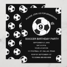 Invitación 9.ª fiesta de cumpleaños Fútbol Black Boys Sports