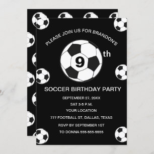 Invitación 9.ª fiesta de cumpleaños Fútbol Black Boys Sports