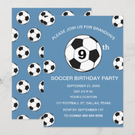 Invitación 9.ª fiesta de cumpleaños Fútbol Blue Boys Sports