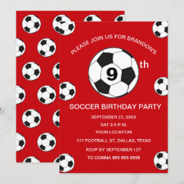 Invitación 9.ª fiesta de cumpleaños Fútbol Red Boys Sports