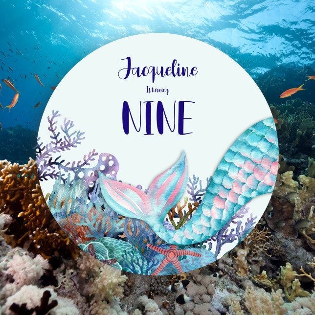 Invitación 9.ª Sirenita acuática de cumpleaños bajo el mar (Subido por el creador)