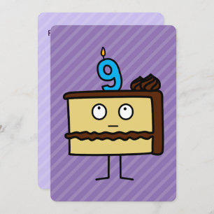 Invitación 9.ª tarta de cumpleaños con velas