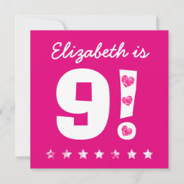 Invitación 9.º Nacimiento Nombre personalizado Rosa para el C