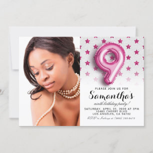 Invitación 9.º retrato de la estrella de cumpleaños Confetti
