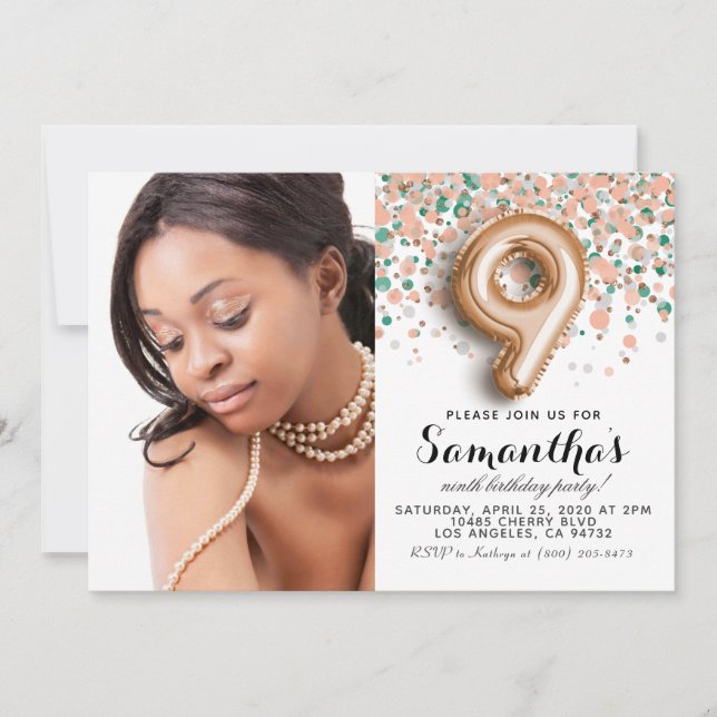 Invitación 9.º retrato de oro de Confetti (Anverso)