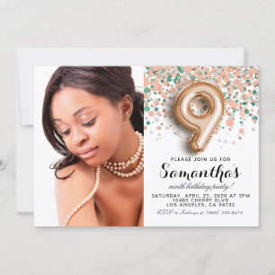 Invitación 9.º retrato de oro de Confetti