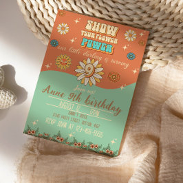 Invitación 9.º retro estilo bohemiano groovy de cumpleaños