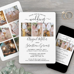 Invitación 9 Collage de Fotos Elegante Caligrafía Moderna Bod