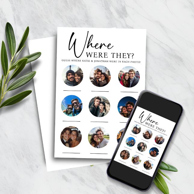 Invitación 9 Fotos Donde Estaban Participando En Un Juego De  (9 Photos Where Were They Engagement Wedding Game )