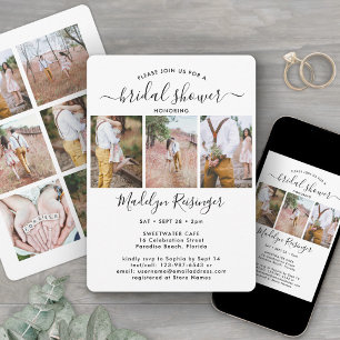 Invitación 9 Fotos Elegante Caligrafía Moderna Lluvia de Novi