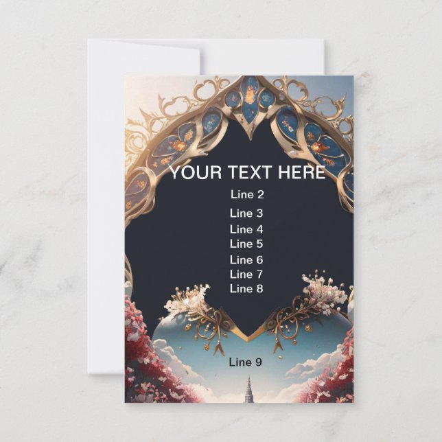 Invitación 9 líneas del Boda de hadas de texto personalizado (Reverso)