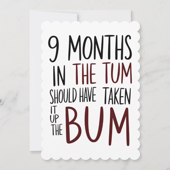 Invitación 9 Meses En El Tum Deberían Haberlo Tomado Por El T (Anverso)