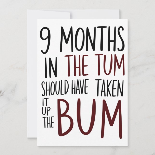 Invitación 9 Meses En El Tum Debieron Haberlo Tomado De Bum D (Anverso)