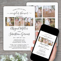 9 Photo Couples Bridal Shower Chic Modern Script