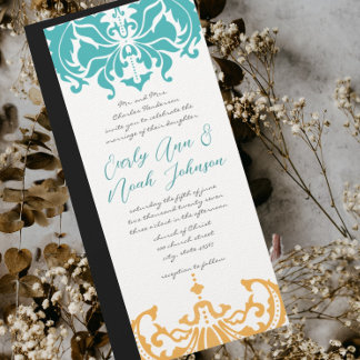 Invitación 9 x 4 Colores de nubes de primavera Damasco floral