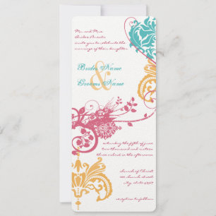 Invitación 9 x 4 Colores de nubes de primavera Damasco floral