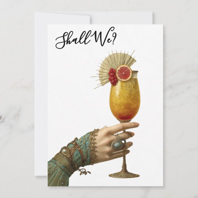 Invitación *~* A101 24 FOTO DE Cóctel ORNADO BACHELORETTE (Anverso)