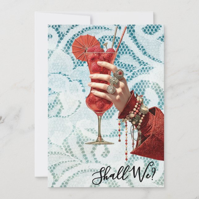 Invitación *~*  A101 Cóctel Ornamentado FOTO 16 DESPEDIDA DE  (Anverso)