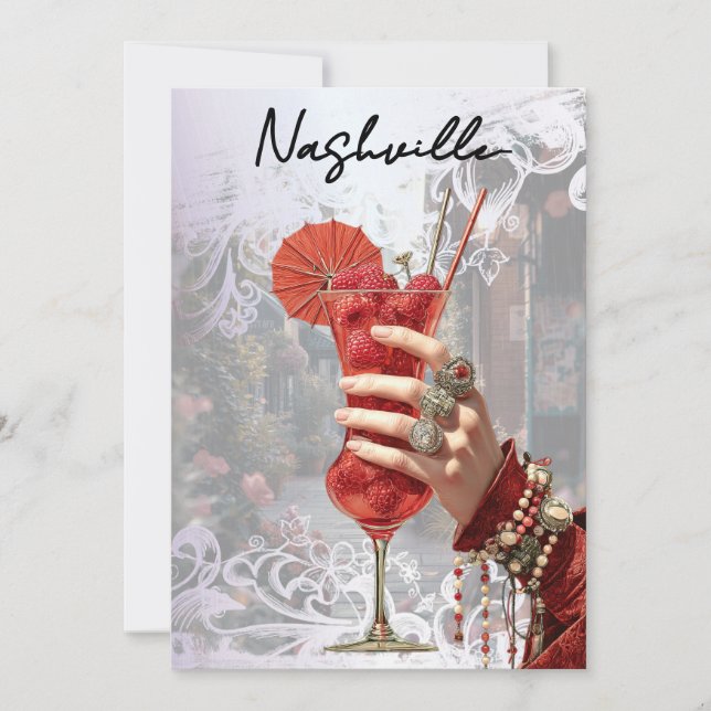 Invitación *~* A101 Foto de cóctel Nashville 16 BACHELORETTE (Anverso)