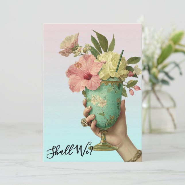 Invitación *~* A101 FOTO OmbreCocktail 10 DESPEDIDA DE SOLTER (Anverso de pie)