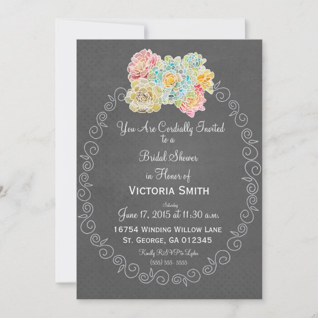 Invitación A1 Mejor Chalkboard Correspondiente Ducha de novia (Anverso)