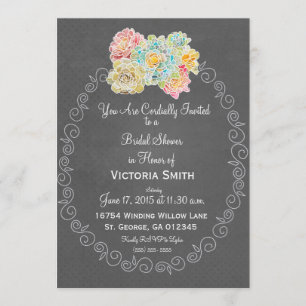 Invitación A1 Mejor Chalkboard Correspondiente Ducha de novia