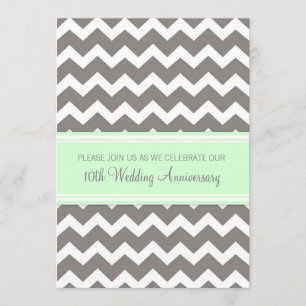 Invitación a 10 años de Mint Gray Chevron