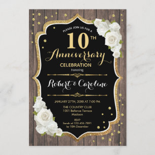 Invitación a 10 años - Oro de Madera Rústica