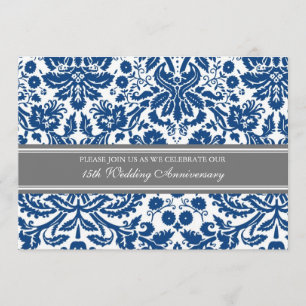 Invitación a 15 años de Blue Gray Damask