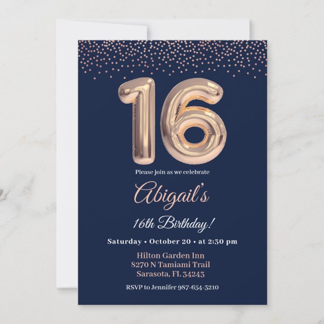 Invitación a 16 años, fiesta de 16 años (Anverso)