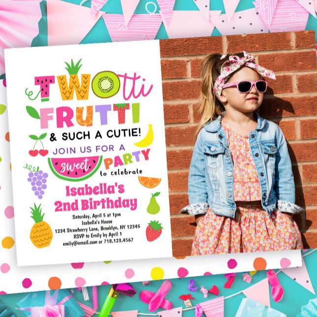 Invitación a 2º cumpleaños de TWOtti Frutti con fo (Subido por el creador)