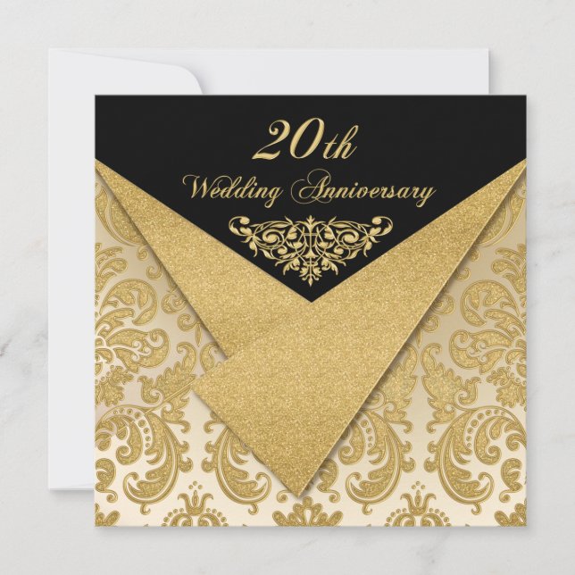 Invitación a 20º aniversario de FAUX Flaps Damask (Anverso)