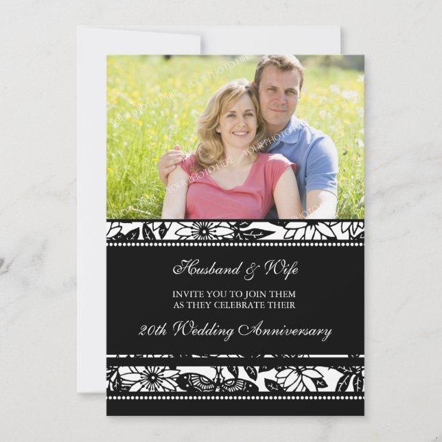 Invitación a 20 años de la foto de Black Floral (Anverso)