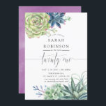 Invitación a 21º Fiesta por acuarela<br><div class="desc">Invitación a la fiesta de cumpleaños 21 de Watercolor suculento art con tipografía manuscrita personalizable a los detalles de tu evento.</div>