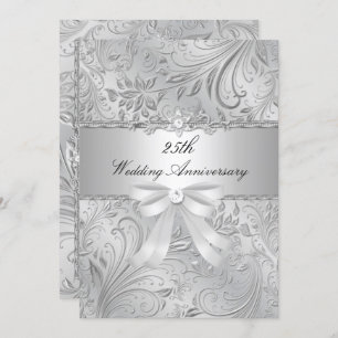 Invitación a 25º aniversario Boda Floral & Bow