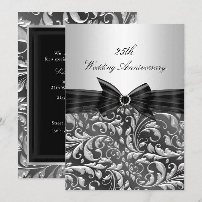 Invitación a 25º aniversario de Boda de la Hoja Fl (Anverso / Reverso)