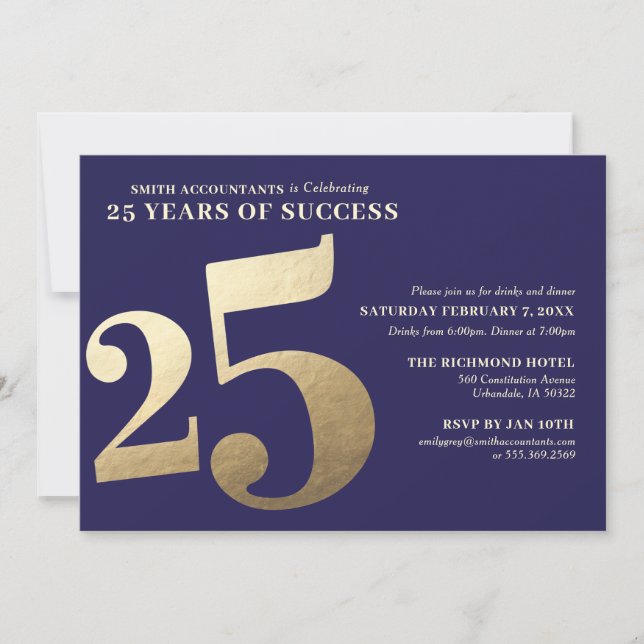Invitación a 25º aniversario de negocios (Anverso)