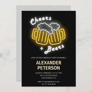 Invitación a 25 años Cheers and Beers Men Neon
