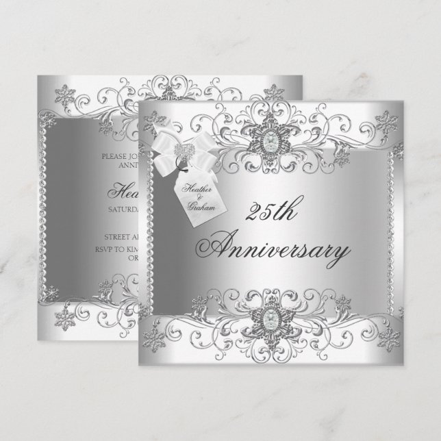 Invitación a 25 años de Silver White Diamond (Anverso / Reverso)