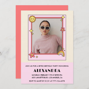 Invitación a 31 años Retro Photo Pink Floral