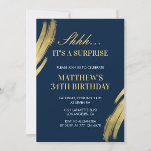 Invitación a 34 años Surprise fiesta Men Navy
