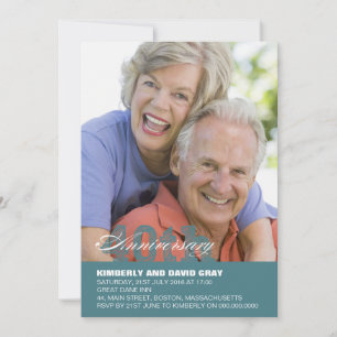 Invitación a 40 años de Boda en azul