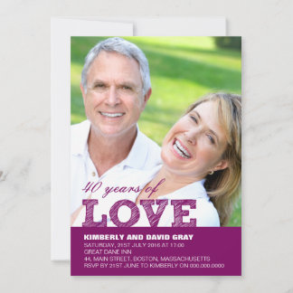 Invitación a 40 años de Boda en morado