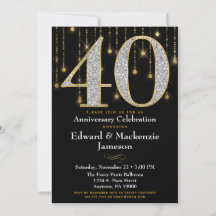Invitación a 40 años Diamantes de oro negro