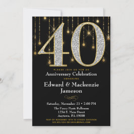Invitación a 40 años Diamantes de oro negro