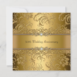 Invitación a 50 aniversario de Boda de Gold Floral